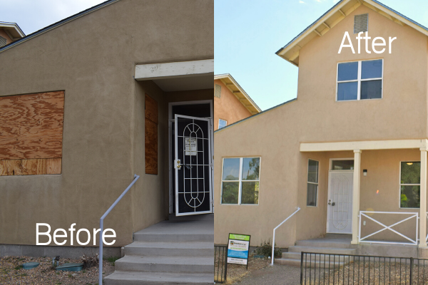 antes y después de la renovación del hogar en SW Albuquerque